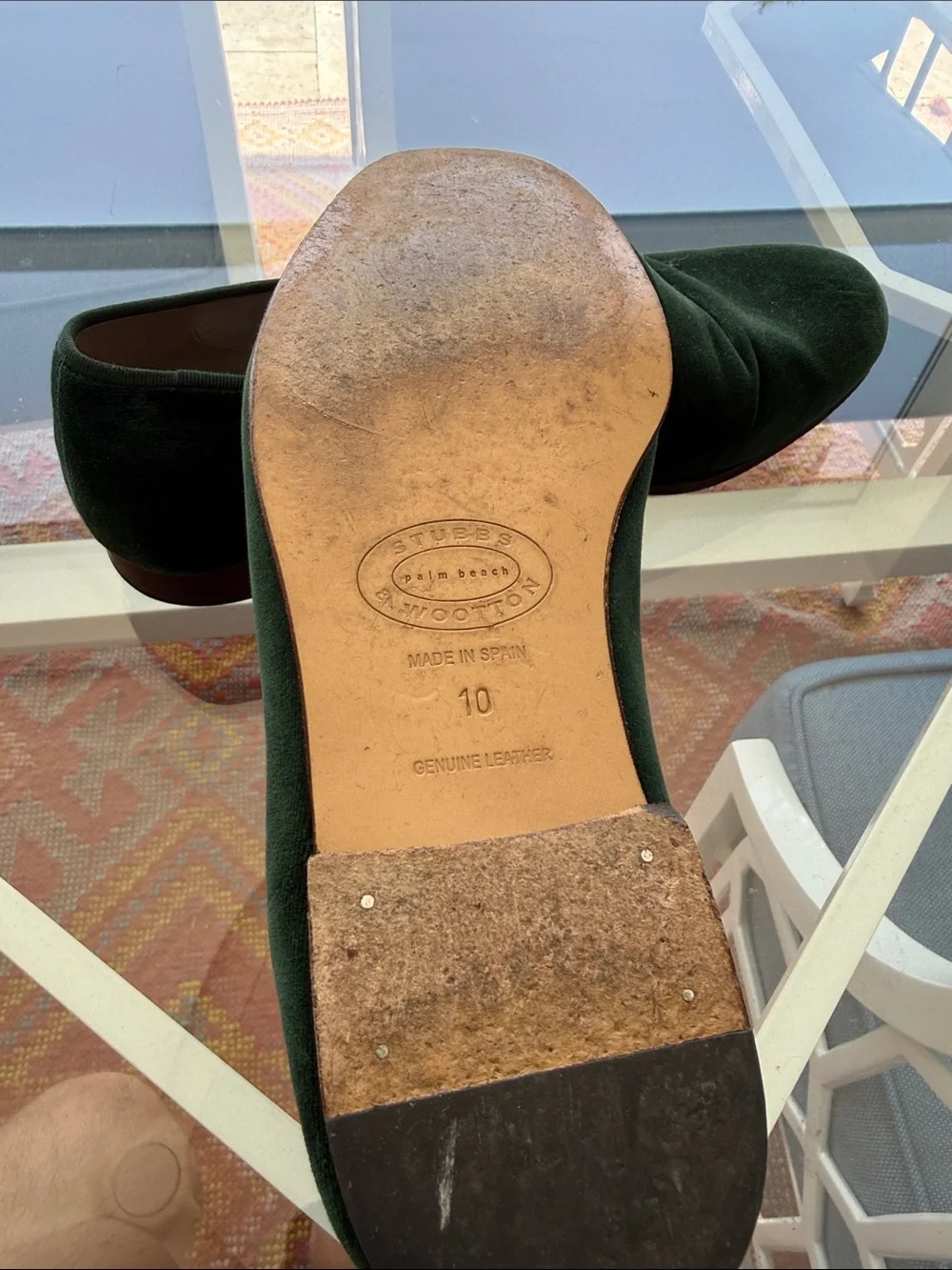 Stubbs & Wootton Emerald Green Velvet Slip-On Loafers